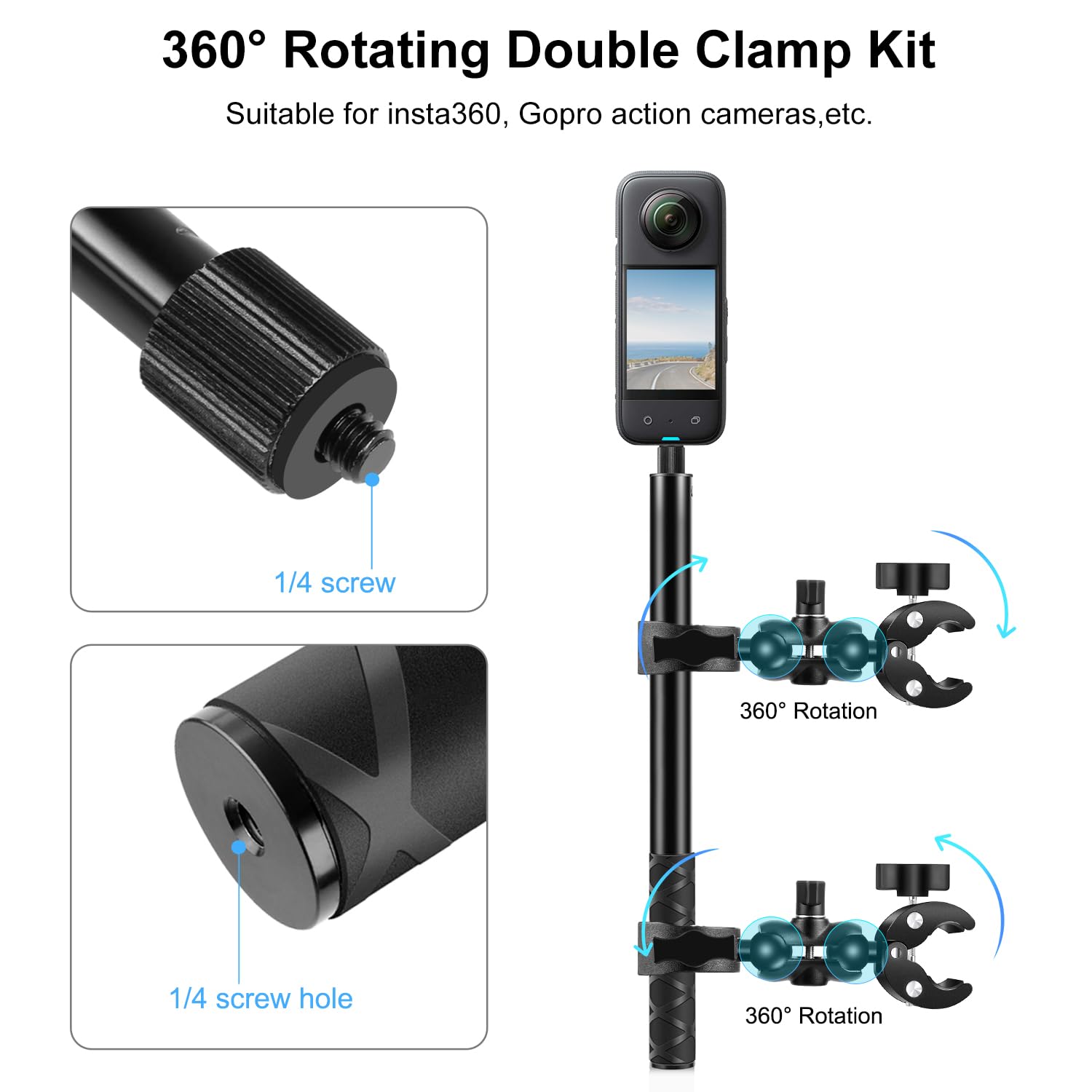 Amazon.com : PULUZ Double Clamp Motorcycle Mount Kit for Insta360